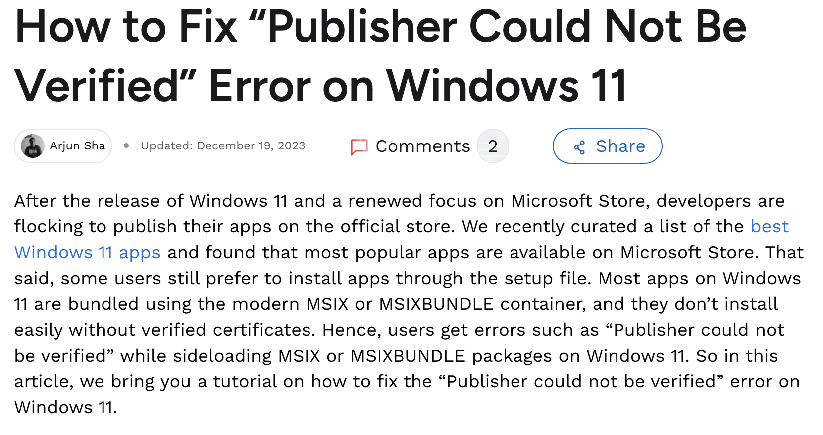 บทความแก้ไข How to Fix “Publisher Could Not Be Verified” Error on Windows 11